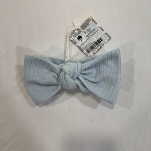Kate Quinn Large Bow Elastic Headband Kids S Illusion Blue Ribbed Organic